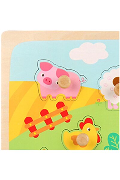 Flippy Montessori Wooden Puzzle for Kids 3D Farm Model, 0-3 years, 9 pieces, 30x22.5x0.8 cm, Multico