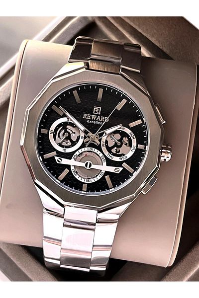 Reward Steel Cord Automatic 5 Atm Water Resistant Men Wrist Watch Vs.Blkt.0513