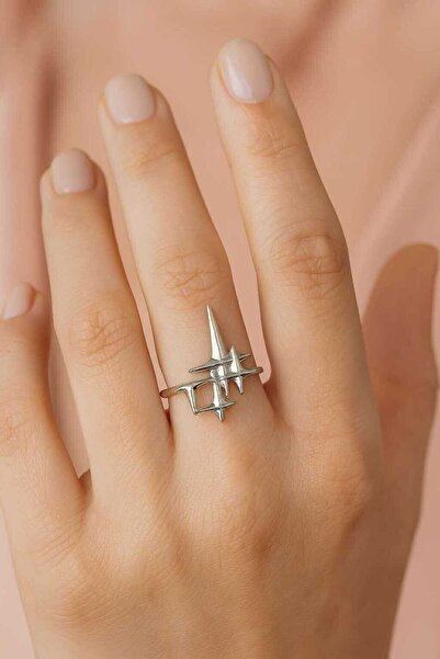 Herşey Nota خاتم نسائي قابل للتعديل مع شكل نجمة - إكسسوار مجوهرات أنيق على شك...