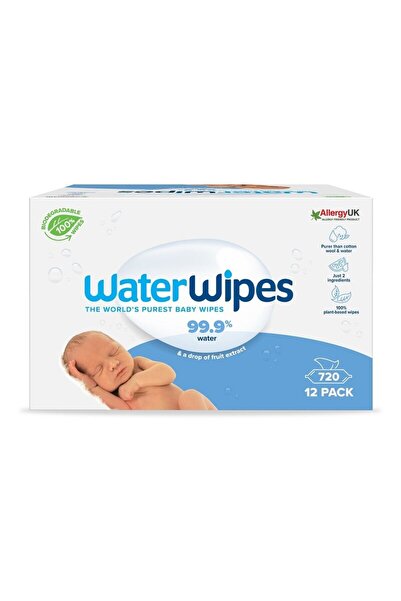 wWaterWipes Σετ 12 υγρών μαντηλιών, Μαντηλάκια νερού, Για μωρά, Βιοδιασπώμενα, Νερό, εκχύλισμα φρούτων