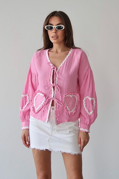 VAGGON Heart Embroidered Tie-Up Seasonal Jacket