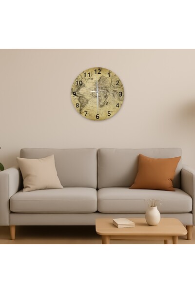 Saban Modern Dekoratif Sessiz Akar Duvar Saati - Temperli Cam 37 cm HS002