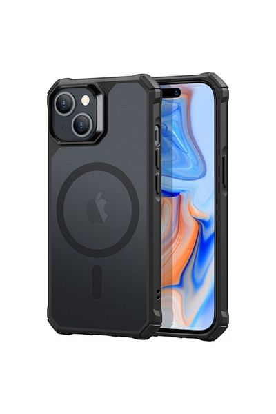 Axios Carcasă de înaltă protecție pentru iPhone 15 Plus, Premium, B645, silicon, Frosted Intense Darkness