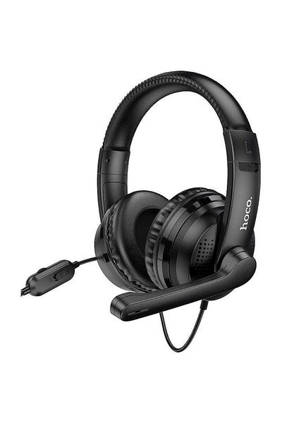 Hoco Over-ear headphones with adjustable microphone, 1.2m, Black