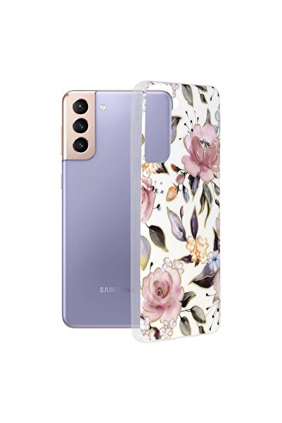 OEM Carcasă de protecție pentru Samsung Galaxy S21 Plus 5G, UltraX, seria Marble, alb Chloe