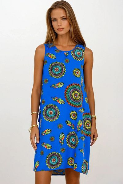 VAGGON Floral Patterned Sleeveless Midi Dress