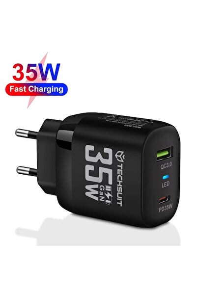 Techsuit Incarcator Priza GaN, USB, Type-C, 35W, U44, Policarbonat, CHPD174, Black