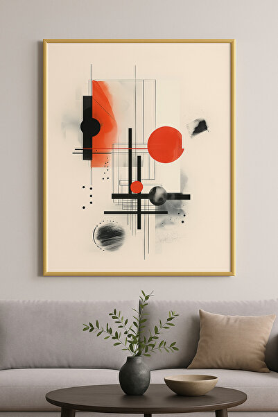 seninürünün Equilibrium - Pictură modernă unică cu imprimare a adevăratei cărămizi, cu cadru metalic din aluminiu auriu