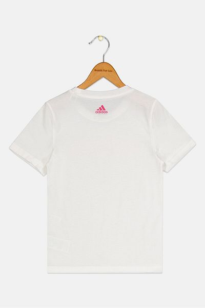 adidas Kids Girl Graphic Print Short Sleeves Outdoor T-Shirt, White