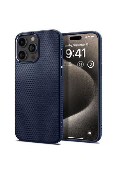 OEM Protective case compatible with iPhone 15 Pro Max, Liquid Air, H161, PU, Navy Blue