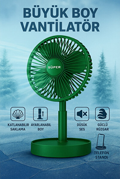 POLYGOLD Büyük Boy Katlanabilir Fan Şarjlı Vantilatör Masaüstü Fan Taşınabili...