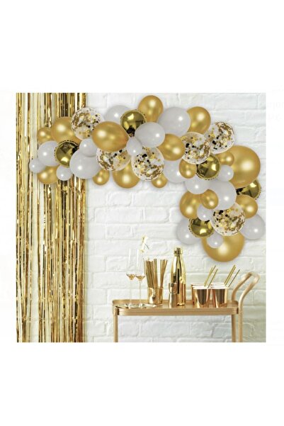 OEM Set 70 de baloane Evenimente cu culori metalice si ghirlanda in nuante RoseGold-Multicolor