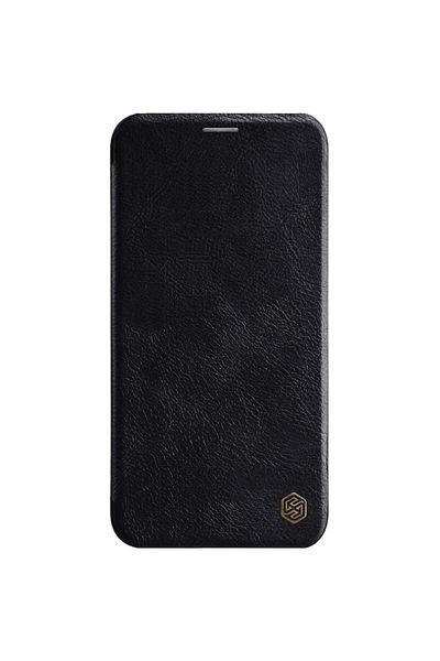 OEM Husă flip cover pentru iPhone 13 cu protecție pentru cameră, neagră, din piele