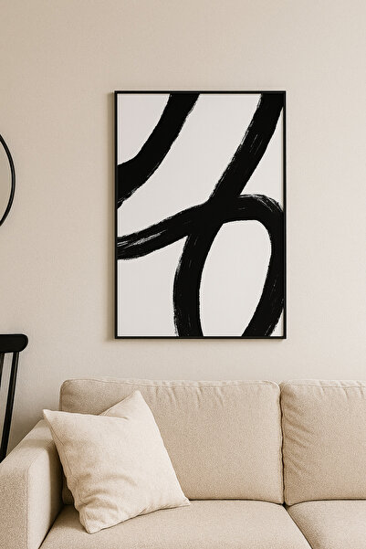 seninürünün Curve - Μονόχρωμο μοντέρνο ζωγραφικό έργο με μεταλλικό πλαίσιο απ...