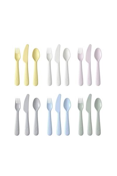 Bibilel Set 18 tacâmuri reutilizabile din plastic, fără BPA, pentru copii, culori pastelate, NON-TOXICE, Multicolore, IKA-B