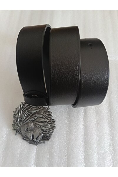 Butik Tülin Unisex Authentic Genuine Cowhide Black Silver Metallic Lion Head ...