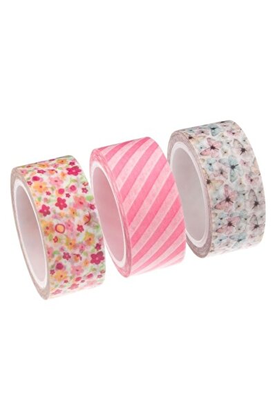 Bibilel Set de 3 benzi adezive Washi pentru copii, Fluturi și Flori, 15mm x 5...