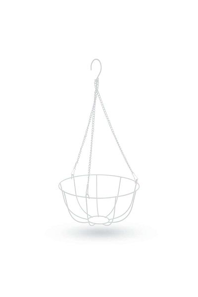 CLICK Metallic Hanging Basket for Fixing Flower Pots 25 Cm White
