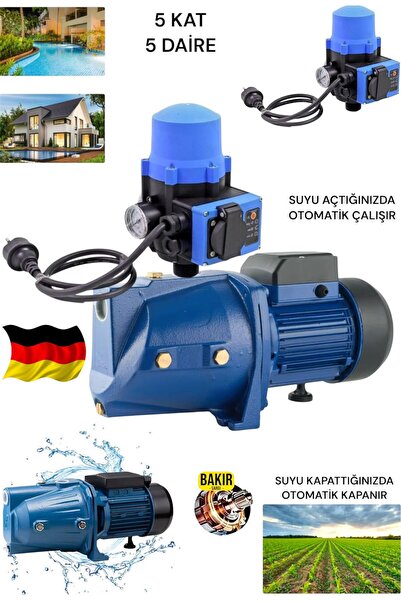 OG GERMANY STEEL Otomatik Sistem Su Motoru Hidroforu 1.5 Hp 5 Kat 5 Daire 8 M...