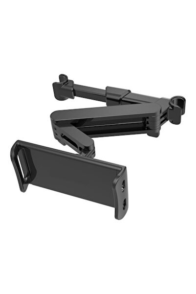 TelcoMag Bibilel Adjustable Headrest Car Mount for Smartphone or Tablet, Folding Arm and 360° Rotation, Blac