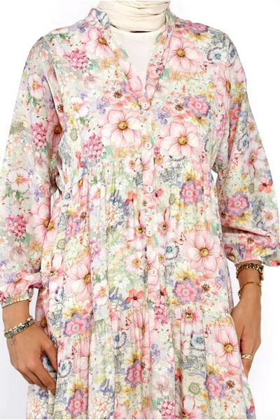 MODA Hijab Floral Printed Summer Viscose Dress
