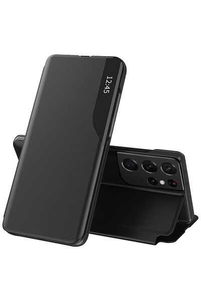 Evolium Husa compatibila cu Samsung Galaxy S21 Ultra 5G, Protect, O69, Piele ecologica, Pitch Black