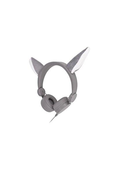 Evolium Audio Headphones with Detachable Wolf Ears and Extra Bass, Gray