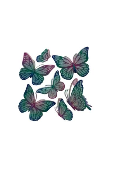 Evolium Sticker de perete cu 7 fluturi cu sclipici, Multicolor