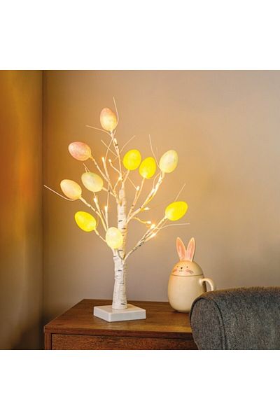 CLICK Decor Copacel cu Oua de Paste 10 Oua, 24 Leduri 50 Cm 3 X Aa Banda LED Iluminare Decorativa Ma