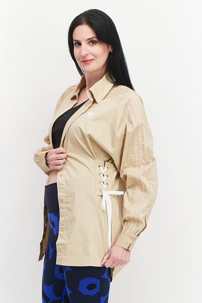 adidas Women Sportswear Fit Long Sleeve Outdoor Shirt, Beige
