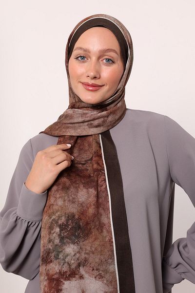 LuvenSara Patterned Silk Shawl |   Light Brown