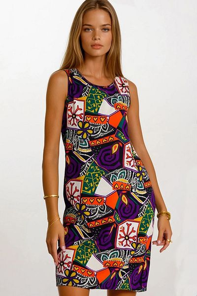 VAGGON Floral Patterned Sleeveless Midi Dress