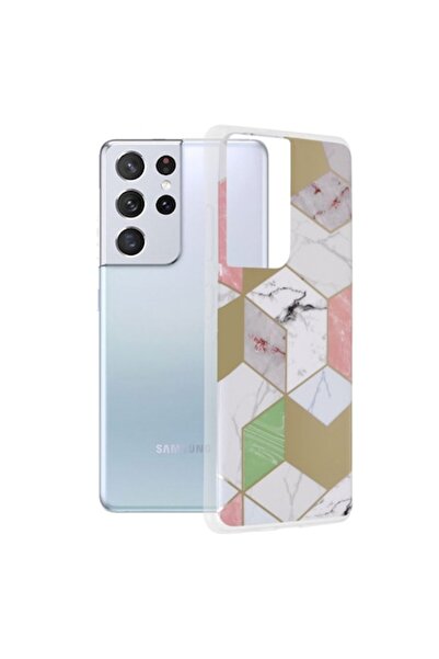 OEM Carcasă pentru Samsung Galaxy S21 Ultra 5G, poliuretan, hexagonal violet