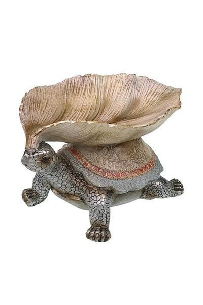 OEM Decorative Resin Turtle and Leaf Bowl, 21x13cm, Multicolor