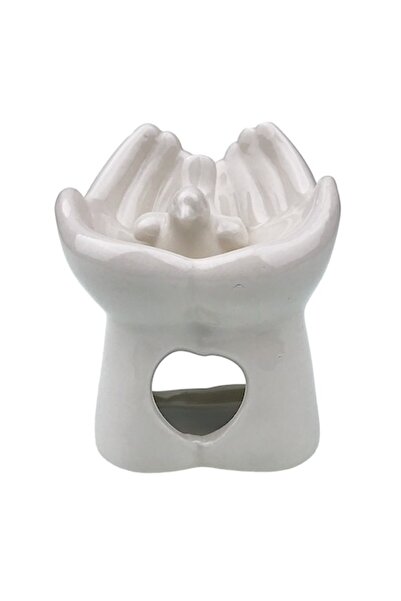 OEM Κεραμική θήκη κεριού, σχέδιο κούπας, 8x10cm, Λευκή