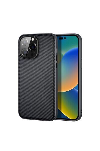 Bibilel Husă de protecție pentru iPhone 14 Pro Max, design carbon, neagră