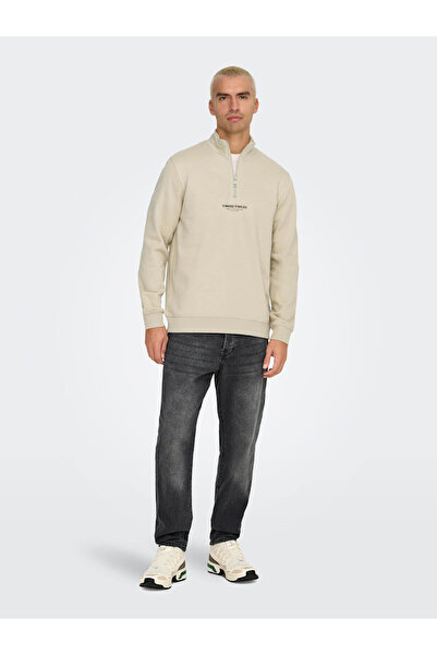 Only & Sons Onscurated Reg Half Zip Sweat Noos 22030922 Silver Lining