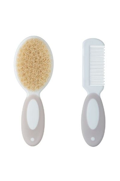 OEM Set perie și pieptene pentru bebeluși, Premium, Unisex, Păr, Cremă
