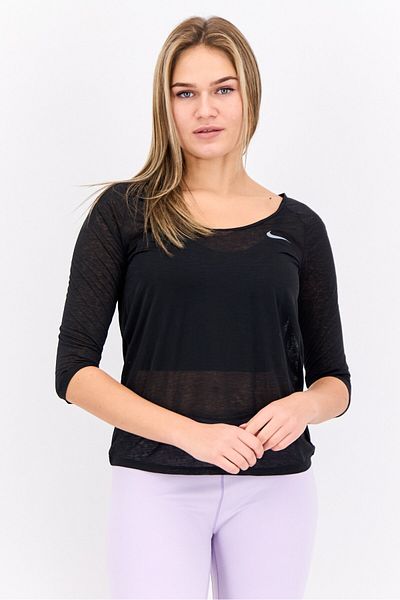 Nike Women Sportswear Fit 3/4 Sleeves Running Top, Black