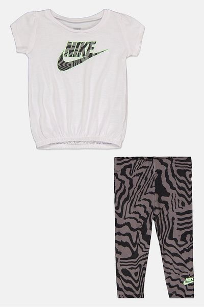Nike Toddlers Girl 2 Pieces Short Sleeve Outdoor Top And Bottom Set, White