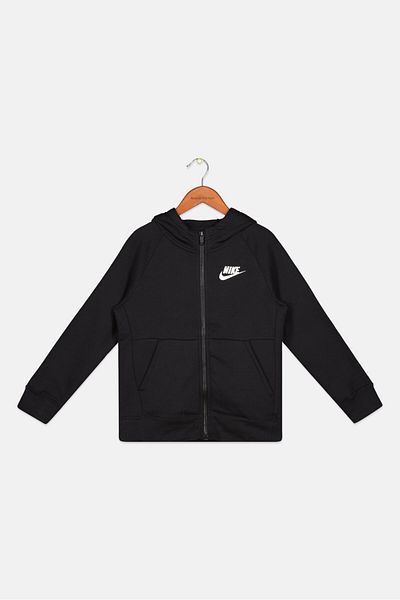Nike Kids Girl Long Sleeve Brand Logo Full Zip Outdoor Sweatshirt, Black