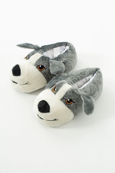 AlbiShoes Unisex Furry Dog Patterned Non-Slip Soft Sole Fluffy Plush Winter Home Boots Comfortable Slippers