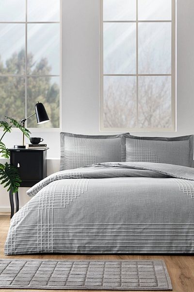 Özdilek Unique Bed Sheet Elastic Single Duvet Cover Set-Grey