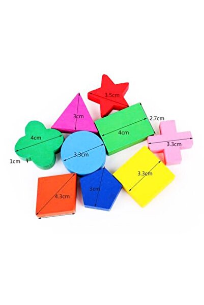 Bibilel Puzzle educational din lemn cu forme geometrice, 9 piese, multicolor