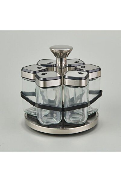 Tohana Döner Stantlı 6'lı Baharatlık - Şeffaf / Siyah - 100 ml