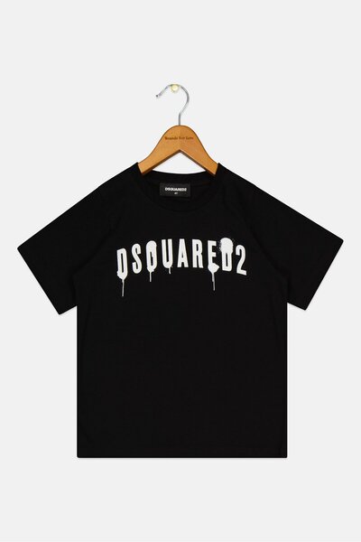 DSquared2 Toddlers Boy Short Sleeves Brand Logo T-Shirt, Black