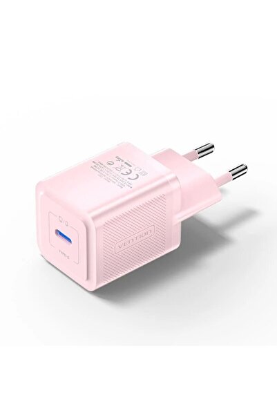 Vention Încărcător de perete UE, GaN, 20W, Tip-C, Încărcare inteligentă, E77, Policarbonat, Roz