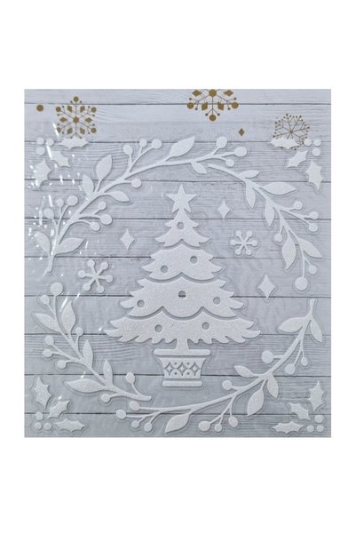 Evolium Set de 10 stickere decorative cu Brad și Vâsc, Alb