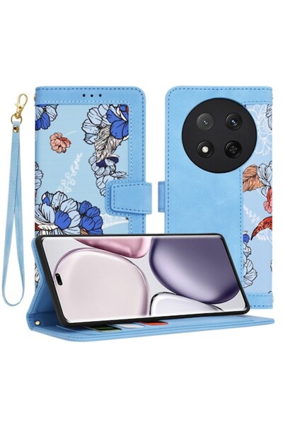 AXIO Husă de telefon pentru Honor Magic7 Lite/X9c, Q65, piele, albastru vibrant