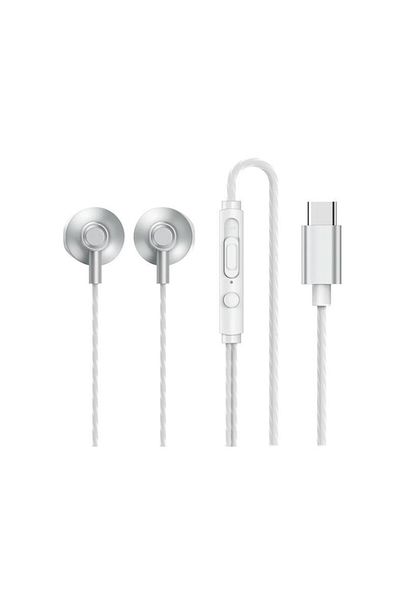 Evolium Căști cu microfon, conector tip C, bas puternic, argintii
